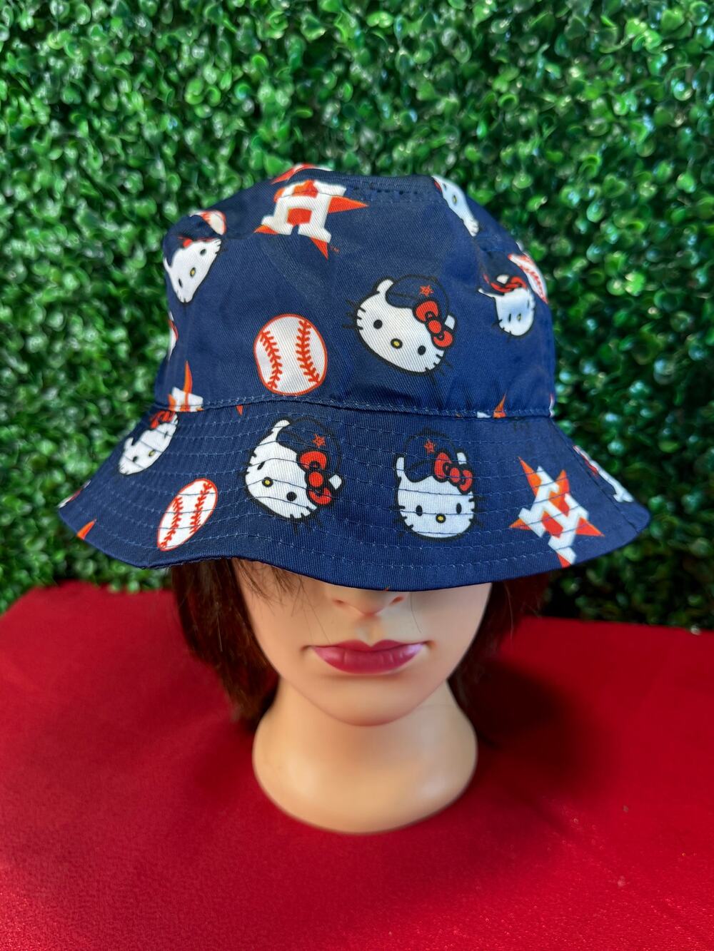 Houston Astros Hello Kitty Bucket Hat Navy Blue All Over Print MLB Sanrio SGA